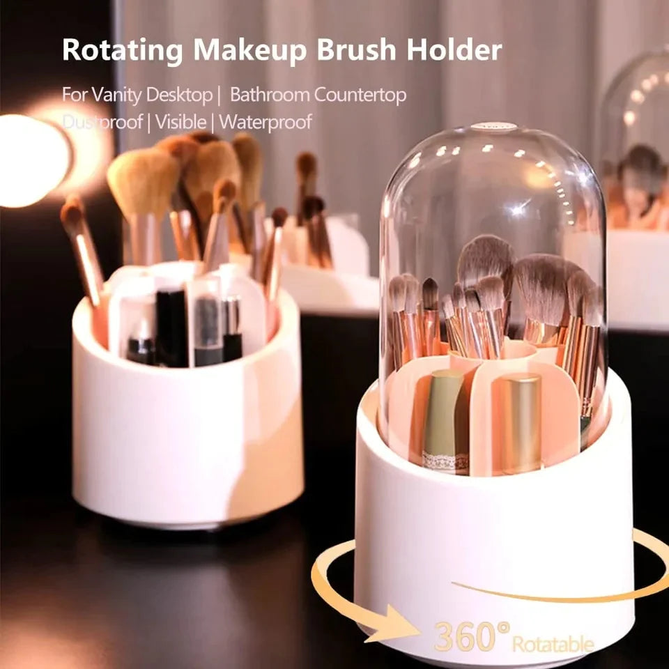 360° Rotating Makeup Brush Organizer