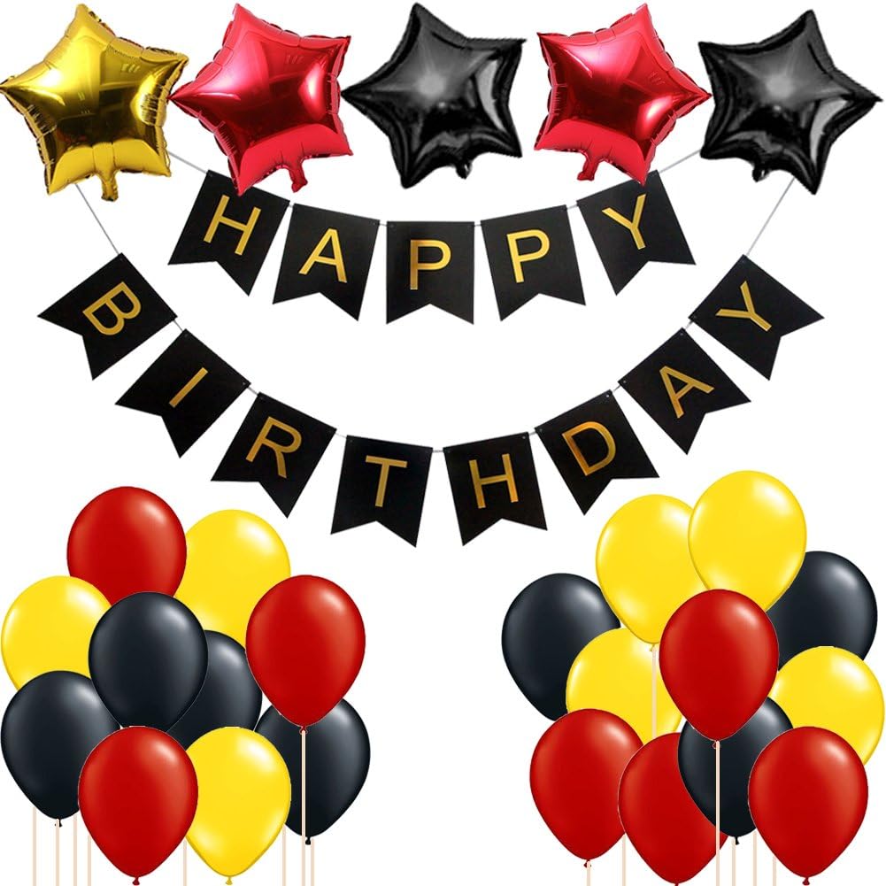 Red Black Yellow Party Decorations