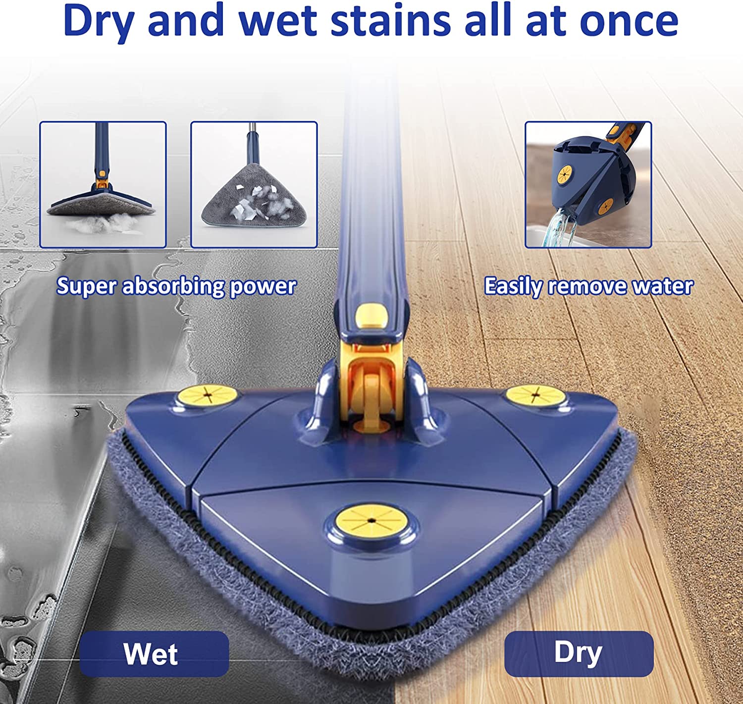 360 Triangle Adjustable Mop With Twist Squeeze