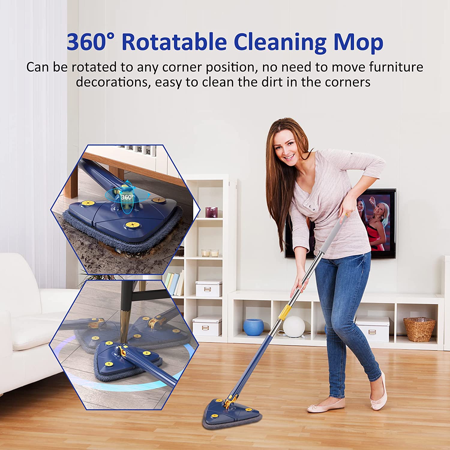 360 Triangle Adjustable Mop With Twist Squeeze