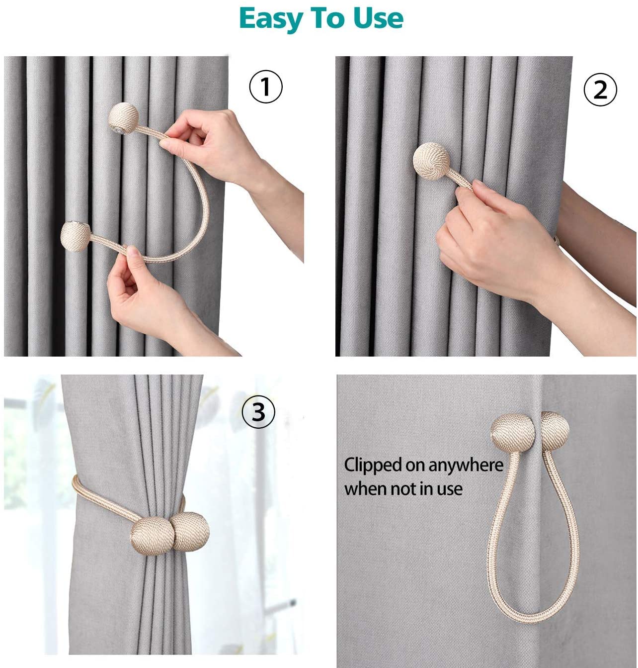 2PCs Magnetic Curtain Tiebacks