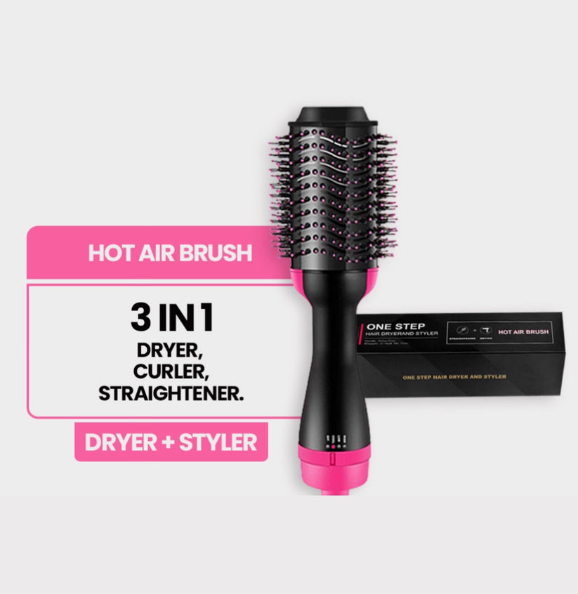 One-step hair dryer and volumizer brush for salon-style blowouts at home