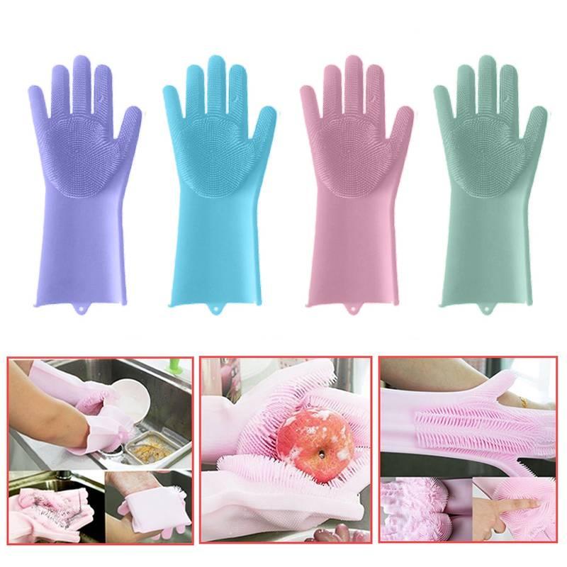 Magic Silicone Scrubber Rubber Cleaning Gloves