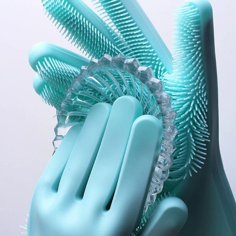Magic Silicone Scrubber Rubber Cleaning Gloves