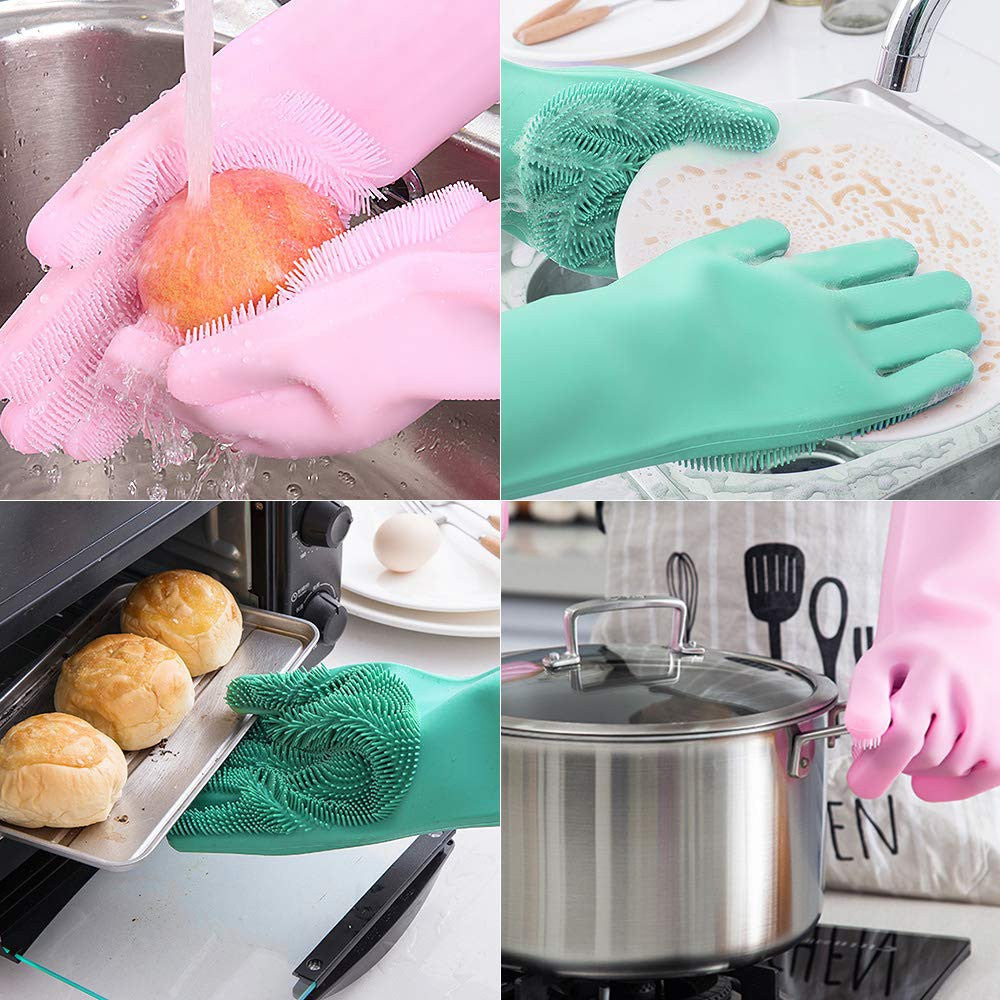 Magic Silicone Scrubber Rubber Cleaning Gloves