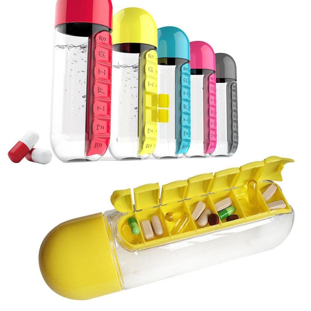Pill Bottle / Water Bottle with Pill Box