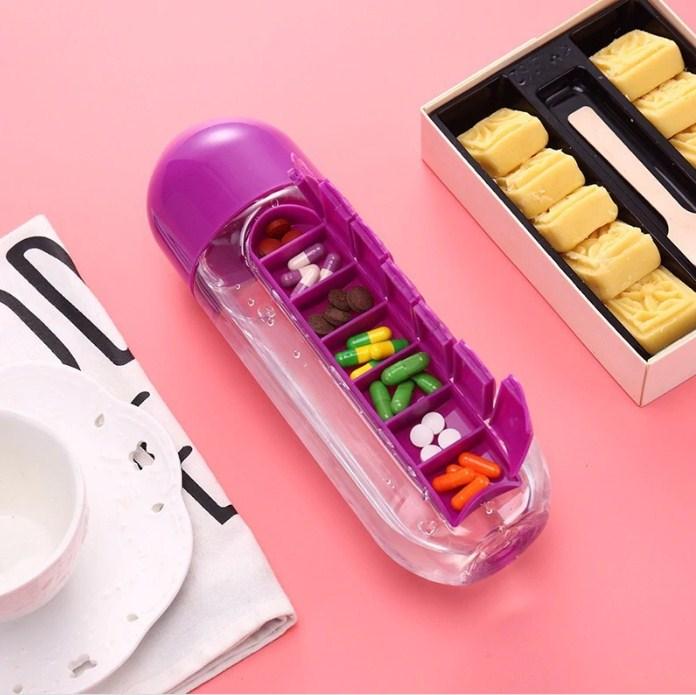 Pill Bottle / Water Bottle with Pill Box