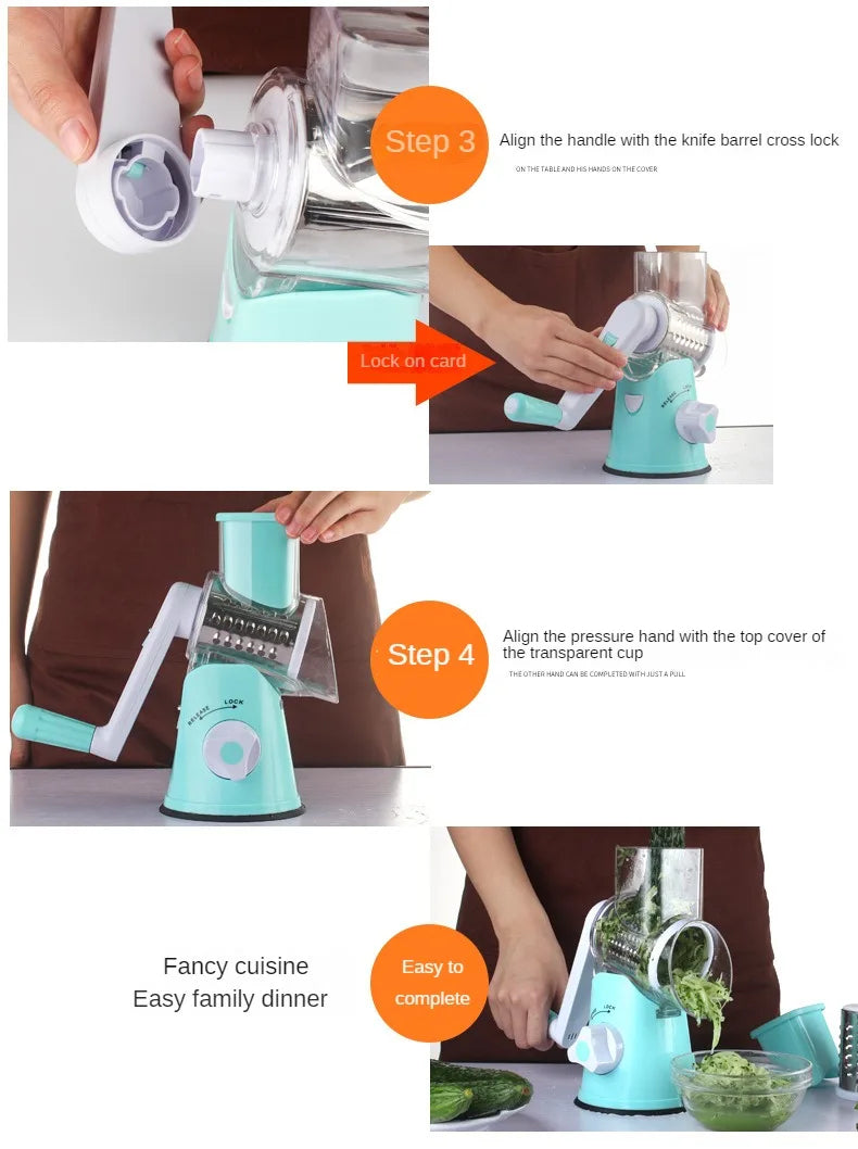 Rotary Drum Vegetable Cutter Grater