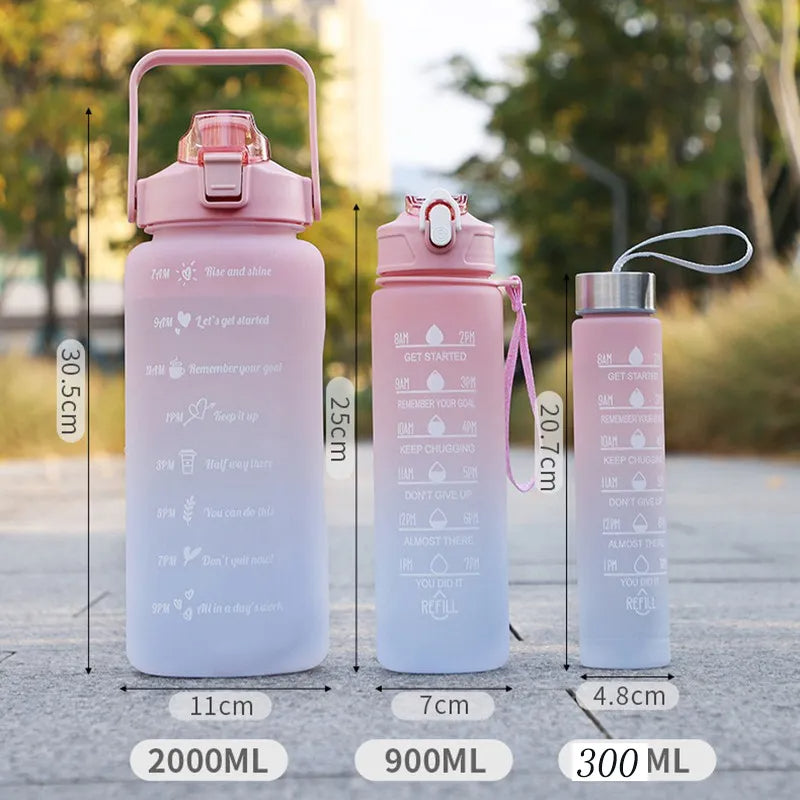 03 Pcs Set Motivational Water Bottle