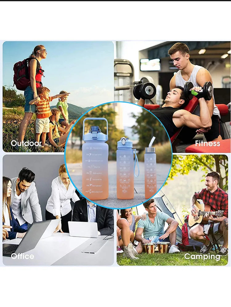 03 Pcs Set Motivational Water Bottle