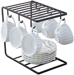 2 Tier Metal Cup Stand with 6 Hooks