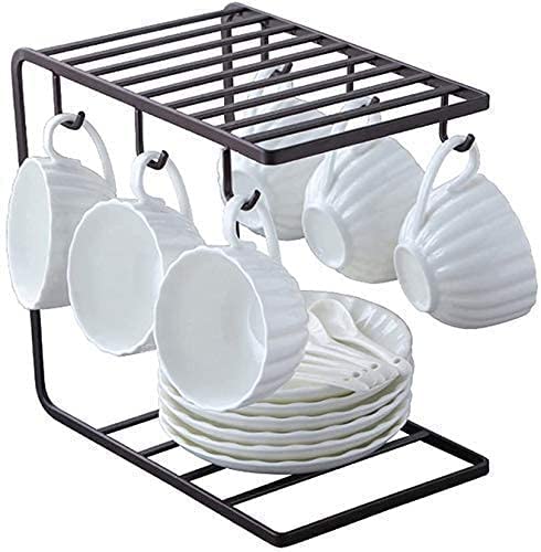 2 Tier Metal Cup Stand with 6 Hooks