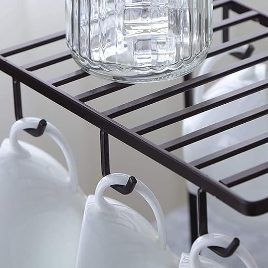 2 Tier Metal Cup Stand with 6 Hooks