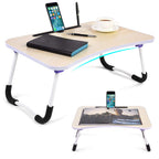 Folding Laptop Table with Tablet & Phone Slot