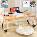 Folding Laptop Table with Tablet & Phone Slot