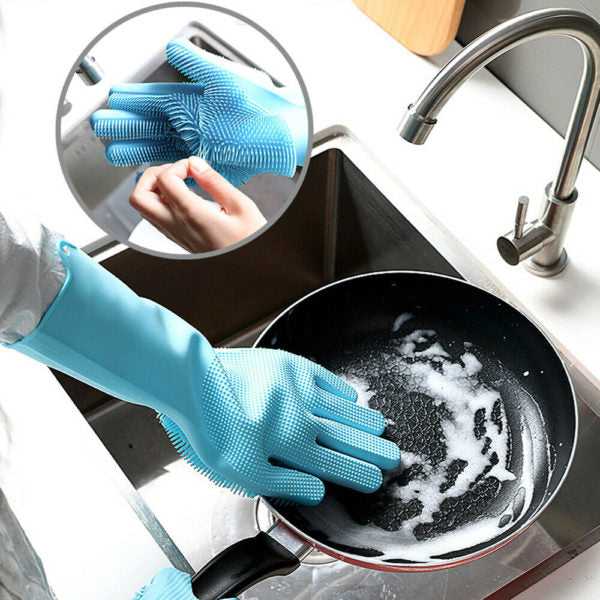 Magic Silicone Scrubber Rubber Cleaning Gloves