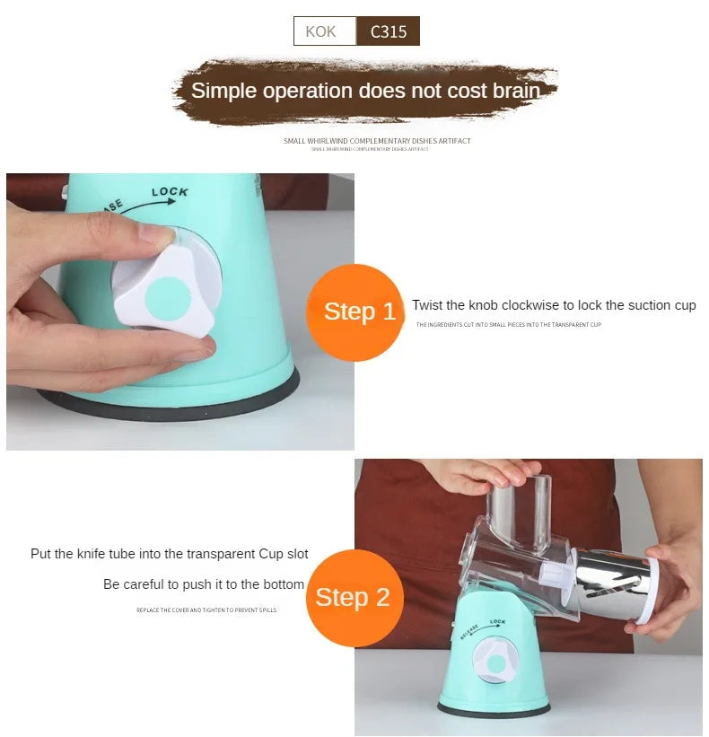 Rotary Drum Vegetable Cutter Grater