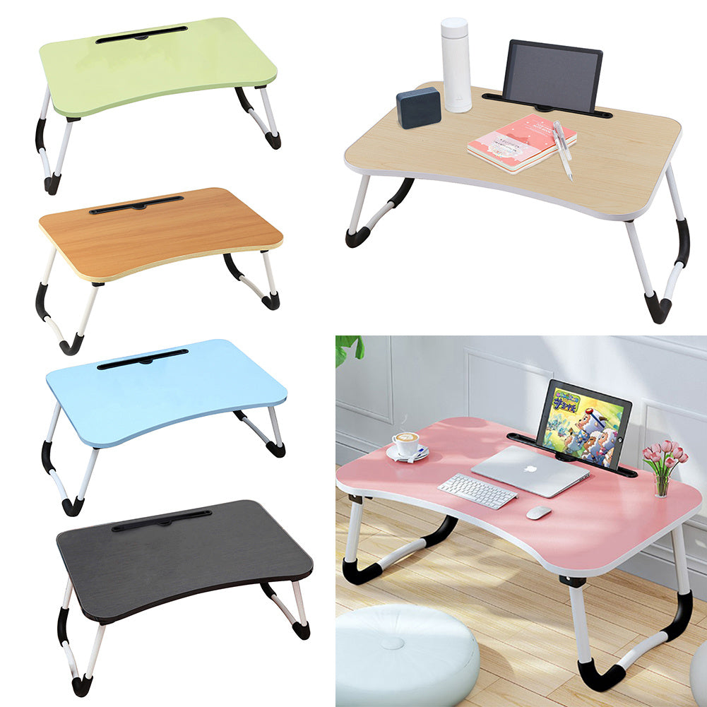 Folding Laptop Table with Tablet & Phone Slot